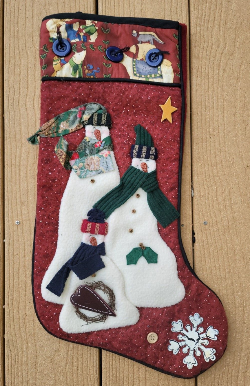 Handmade Snowman Christmas Stocking 22" Long